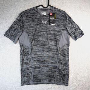 NEW Under Armour CoolSwitch Compression Shirt HeatGear Mens XL Gray Black Print